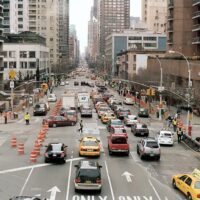 NYC street with many cars