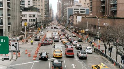 NYC street with many cars