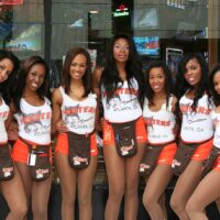 Hooters girls in downtown Atlanta